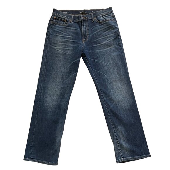 Lucky Brand 363 34x30 Mens Straight Dark Wash Denim Stretch Distressed - Picture 1 of 16